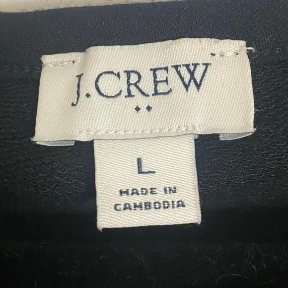 J.Crew Women's Black Long Sleeve Top with Houndstooth Hem – Size L - Picture 2 of 9